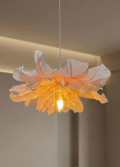 Opviq Lámpara de Araña de Papel Crepé Rosa con Altura Ajustable